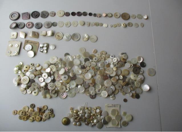Carved Shell, Shell, Mother of Pearl, Bone Buttons: etc. - Some Shell Colorful ones too - See photos for condition and details