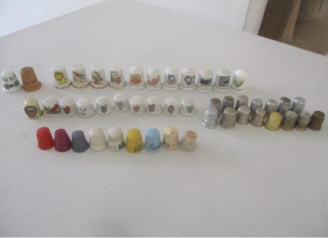 (47) Porcelain, Plastic, Metal and Brass Thimbles (1 of 19)