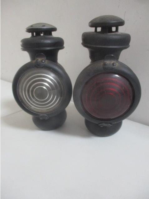 Pair FORD Automobile Lamps: One with Clear Glass and One with Red Glass - See photos for condition and details