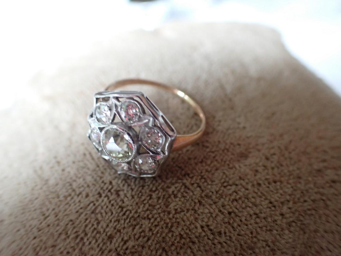 Antique 7 Diamond (Old European) Cluster Platimum Ring (1 of 7)