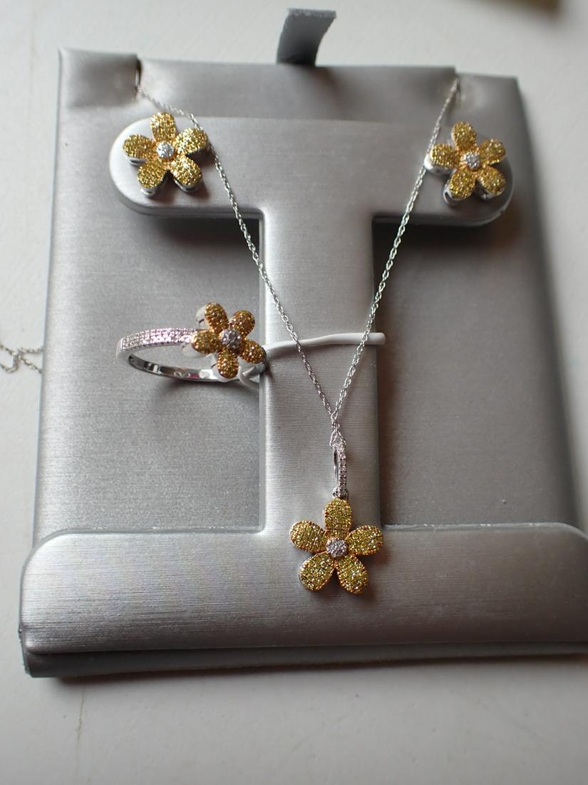 4 Piece Yellow Diamond and 10K White Gold 3 Piece Set (1 of 4)