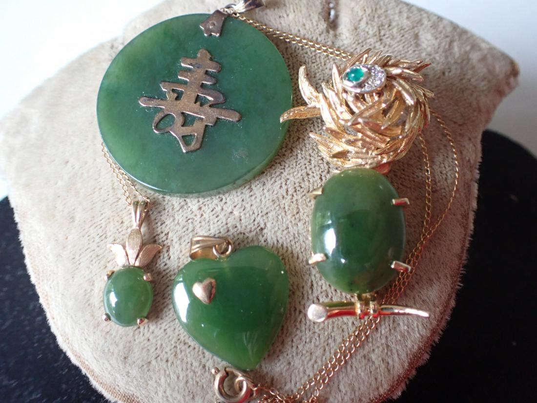 14K Jade Bird and Other Jade and 14K & Other Charms (1 of 5)