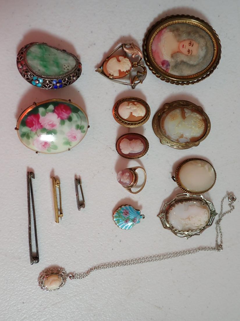 Jade and Enamel, Cameo, Porcelain and Other Pins (1 of 12)