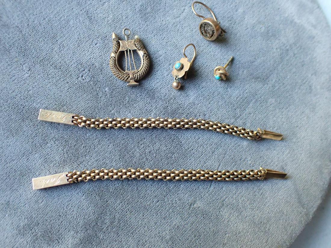 14K (2) Baby Bracelets 3" each , Charm and Single Earrings (1 of 4)