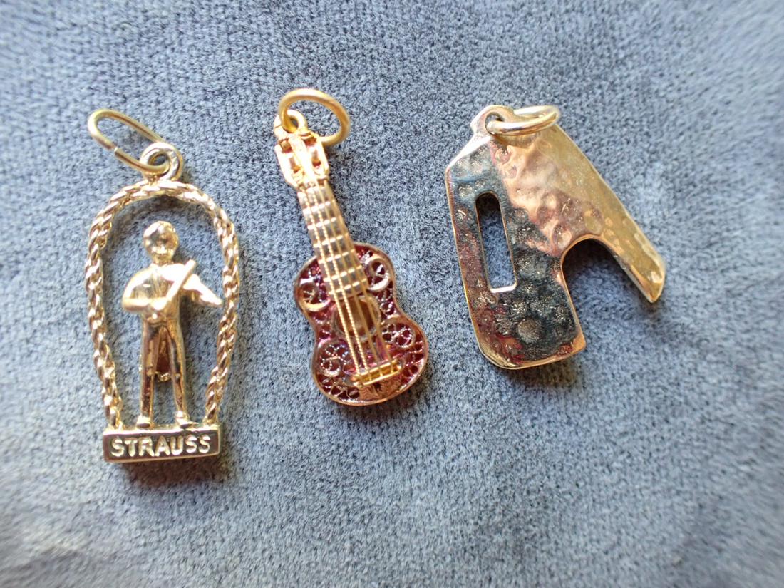 14K Guitar, Violin (Signed Strauss) & Other Charms (1 of 5)