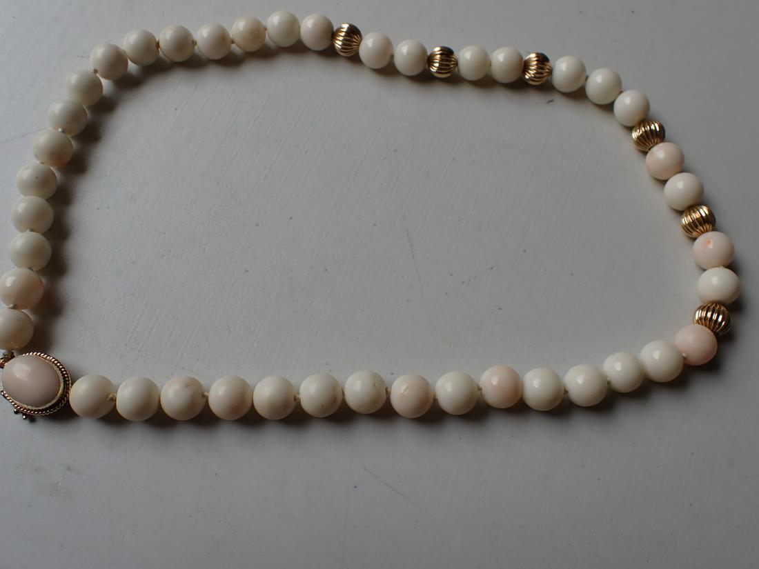 14K Gold Coral Necklace with 14K Gold Beads and Coral Beads (1 of 4)