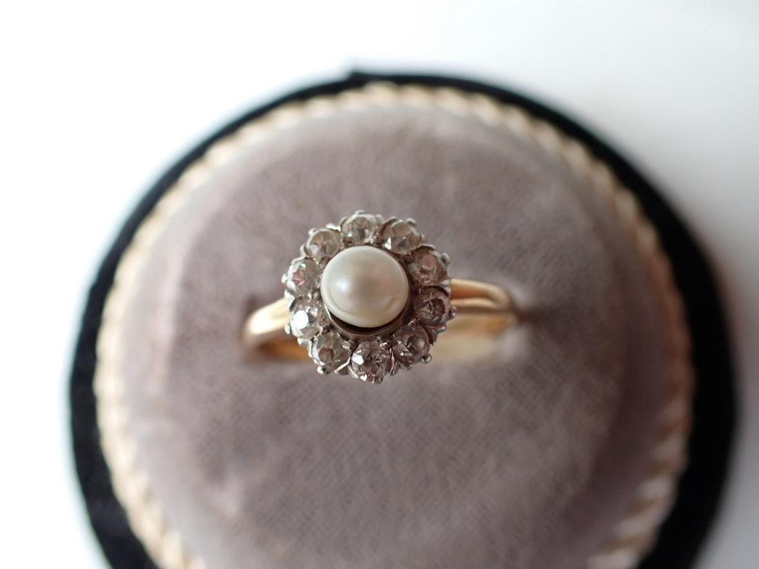 14k & Diamond and Pearl Ring - Size 10 1/2 (1 of 5)