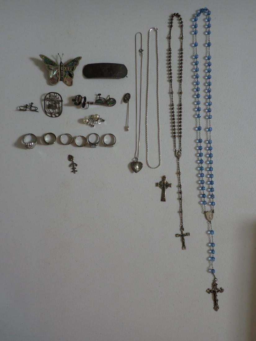 Sterling and Other Silver Rings, Pins, Pendants, Crosses, etc. (1 of 10)