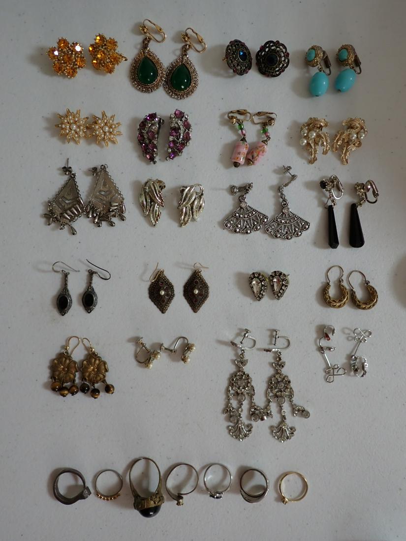 20 Pairs of Earrings and 7 Rings - Estate Costume Jewelry (1 of 10)