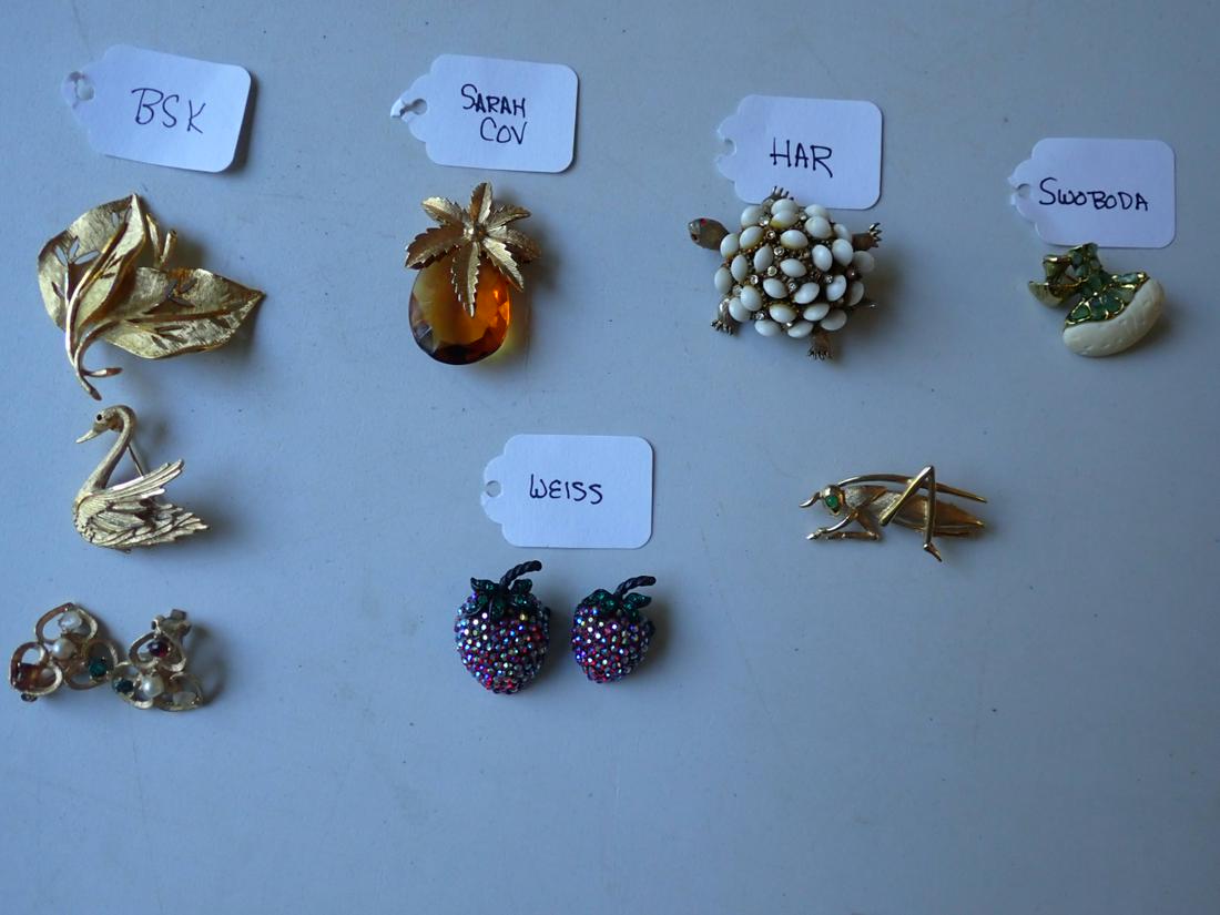 Signed Costume Pins and Earrings (1 of 6)