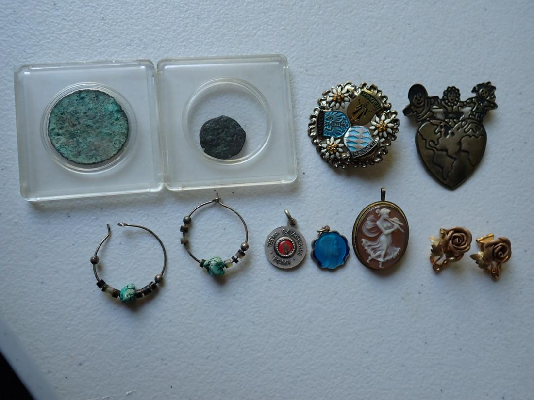 Sterling Mexico 925 Pin, .900 Silver Cameo, Coins, etc. (1 of 9)