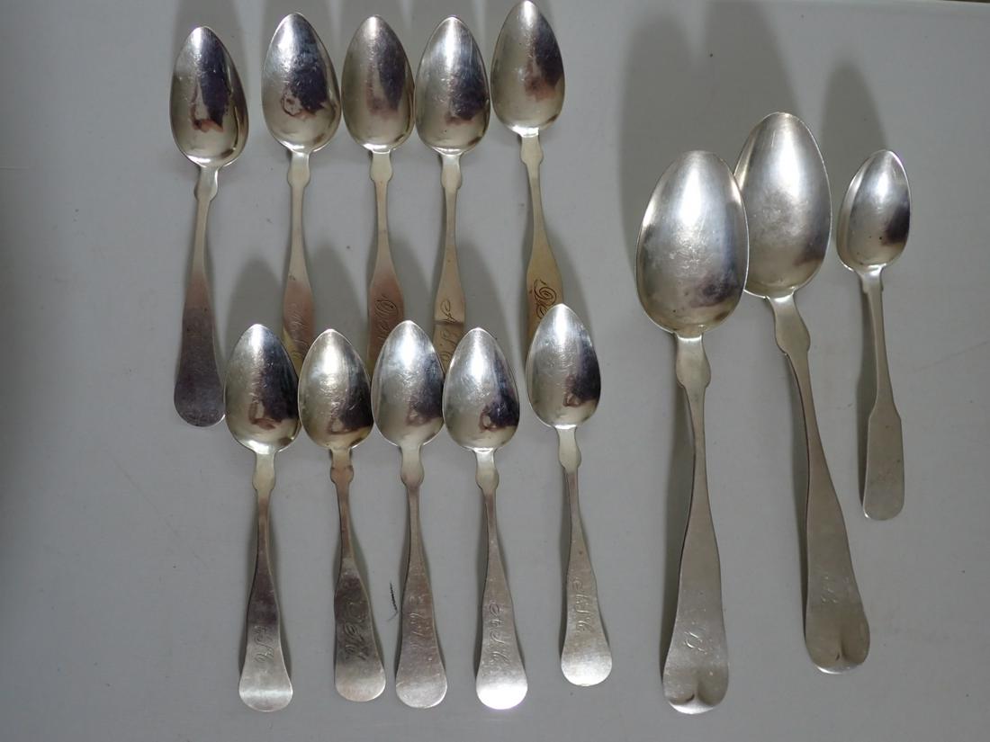 13 Coin Silver Spoons - Boston and Worcester (1 of 13)