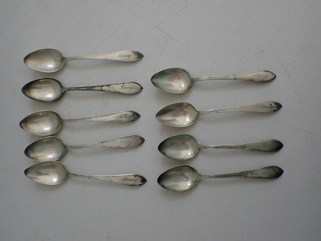 9 Sterling Reed & Barton Dated 1933 - 1941 Each Say Nancy: Monogrammed Nancy - 1 Marked F.A. Knowlton . Appr. 8.6 troy ounces. Please see photos for details and condition.
