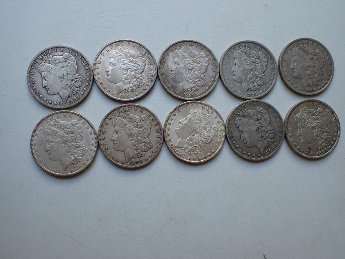 10 Morgan Silver Dollars (1 of 14)