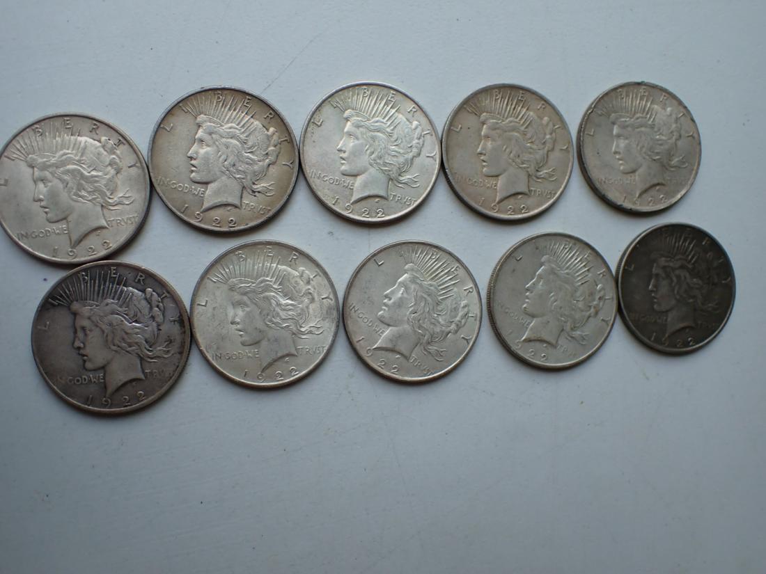 10 Silver Peace Dollars (1 of 12)