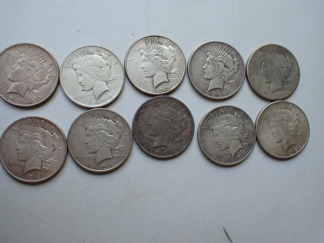 10 Silver Peace Dollars (1 of 19)