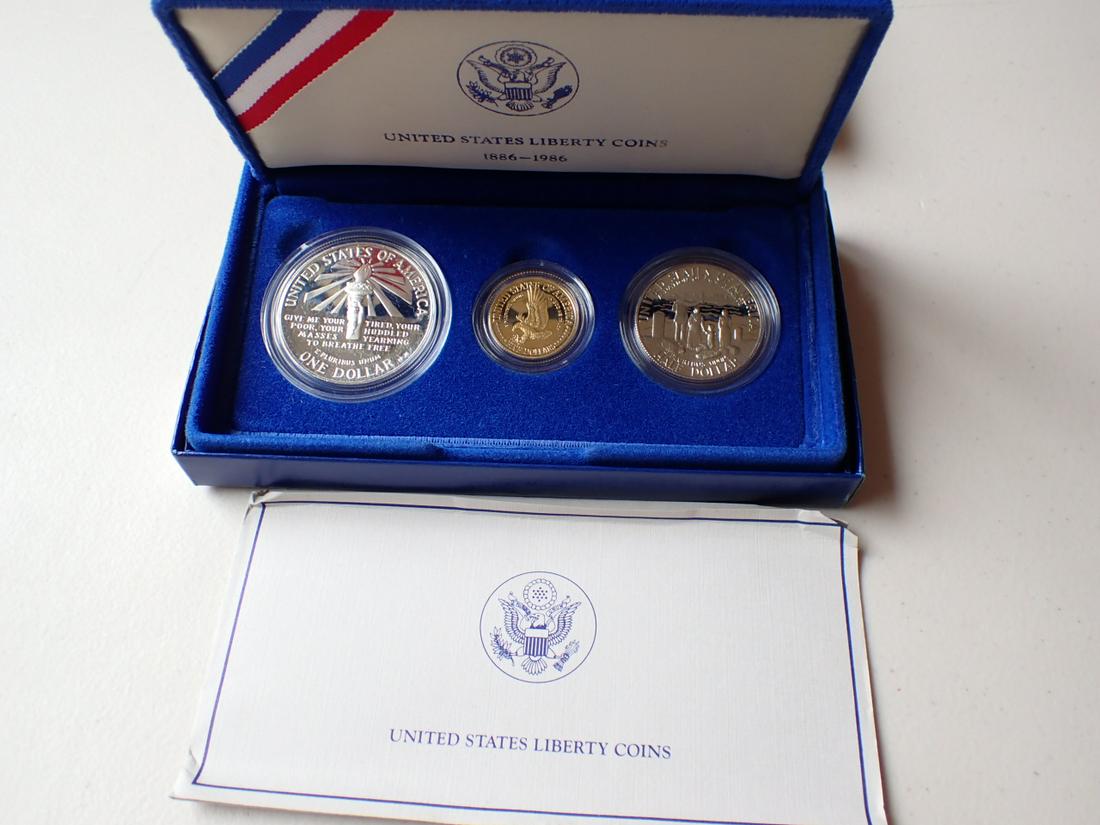 1986-P United States Liberty 3 Coin Proof Set $5 Gold Coin, (1 of 6)