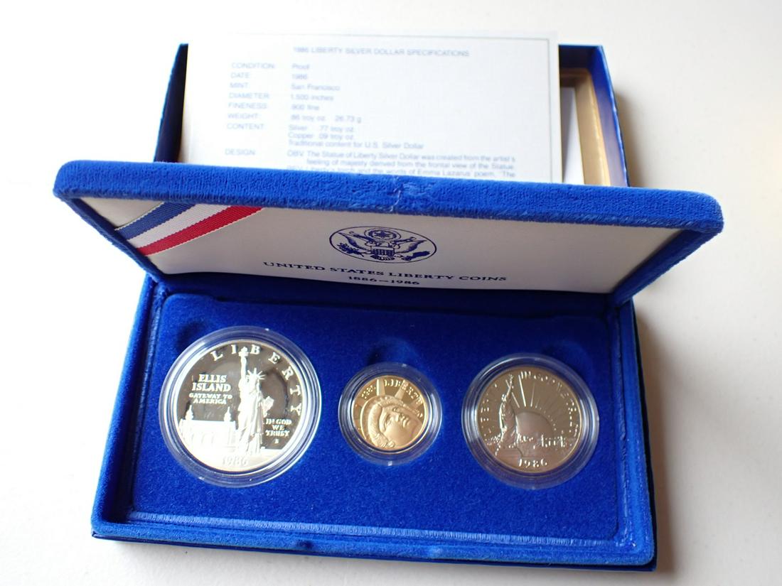 1986-P United States Liberty 3 Coin Proof Set Five Dollar Gold (1 of 7)