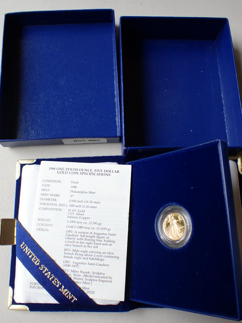 1988 $ 5 Gold Proof 1/10 Ounce American Eagle (1 of 4)