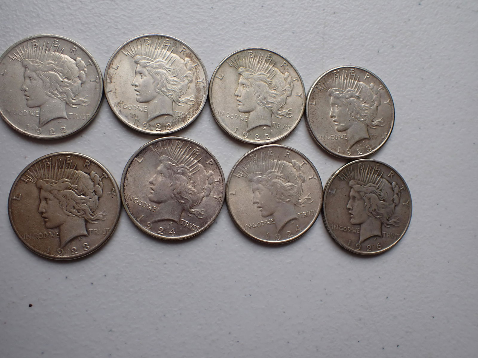 8 Silver Peace Dollars (1 of 4)