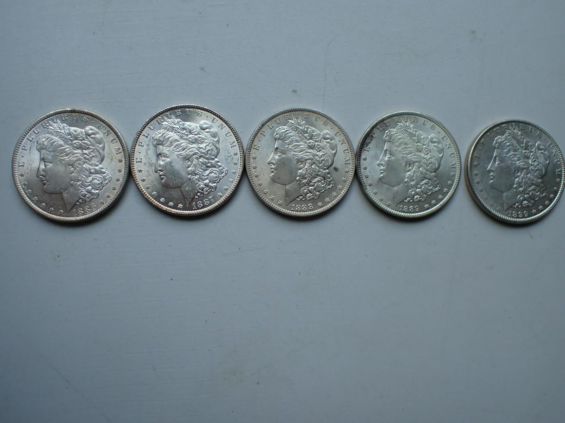 1886, 1887, 1888 and (2) 1889 Morgan Silver Dollars (1 of 11)