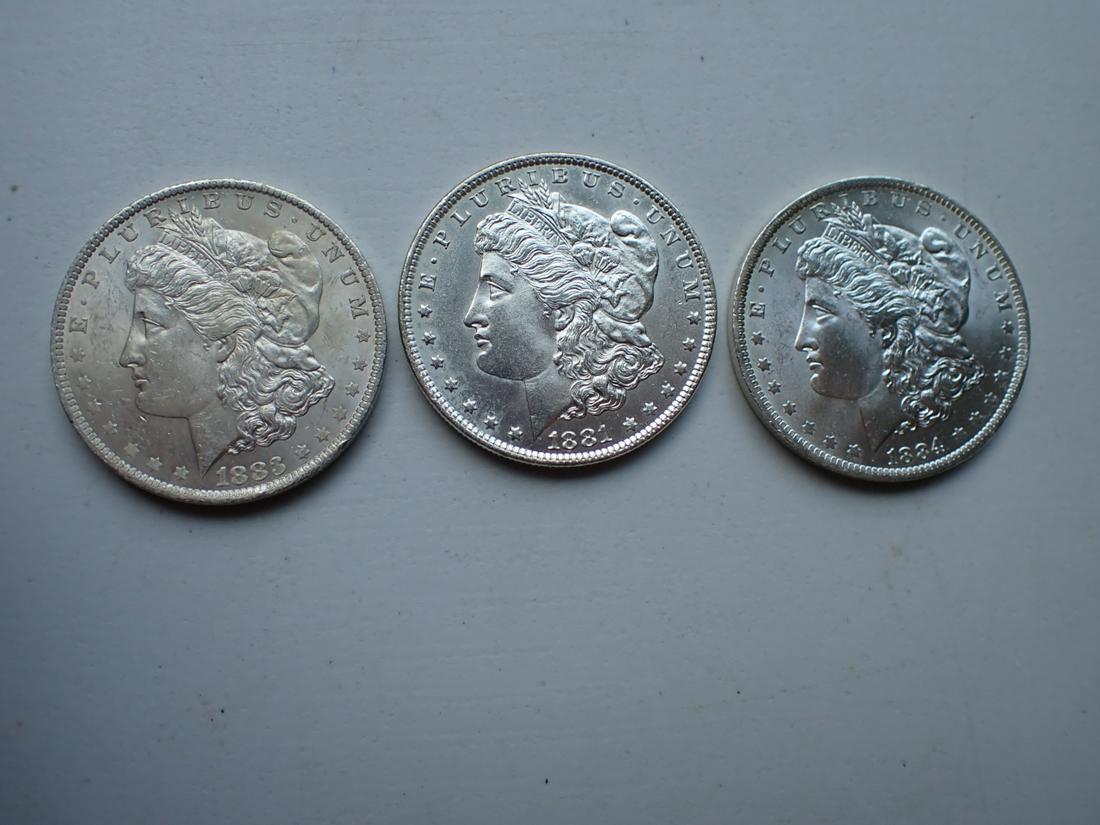 1881-O, 1883-O and 1884-O Morgan Silver Dollars (1 of 10)