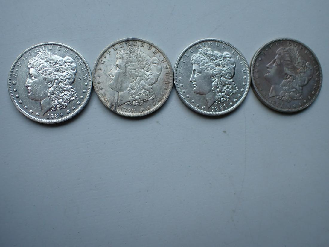 1889-O, 1890-O, 1891-O and 1896-O Morgan Silver Dollars (1 of 14)