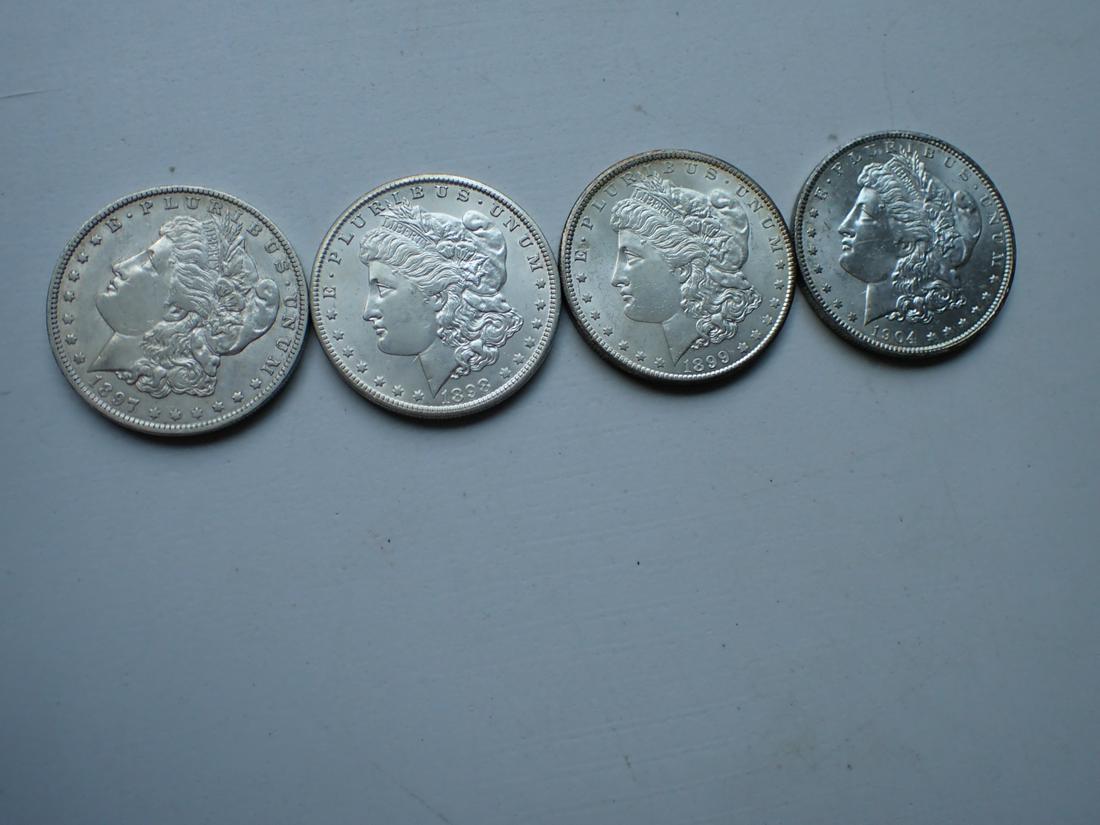 1897-O, 1898-O, 1899-O and 1904-O Morgan Silver Dollars (1 of 13)