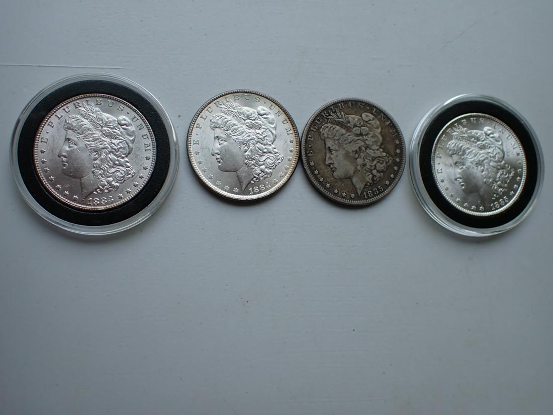 1883, 1884 and (2) 1885 Morgan Silver Dollars (1 of 9)