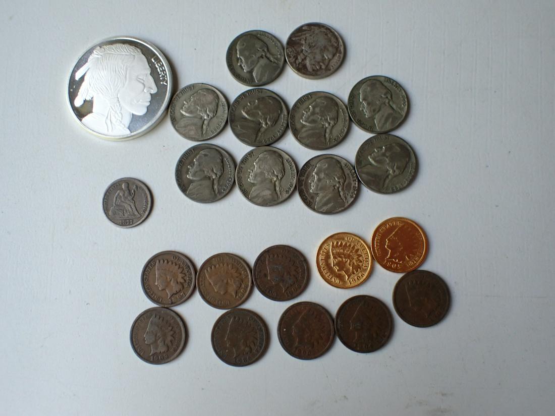 Silver Coins, Buffalo Nickels & Indian Head Cents (1 of 7)