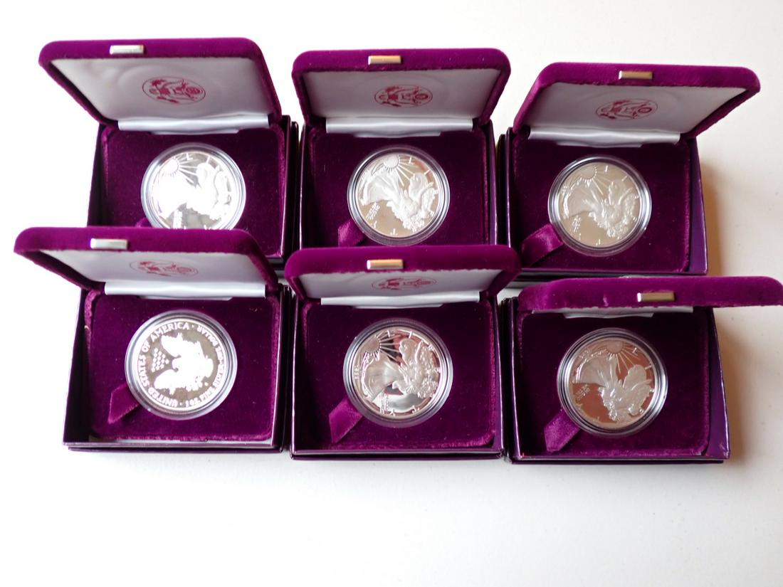 6 Silver American Eagle Proof Coins (1 of 4)