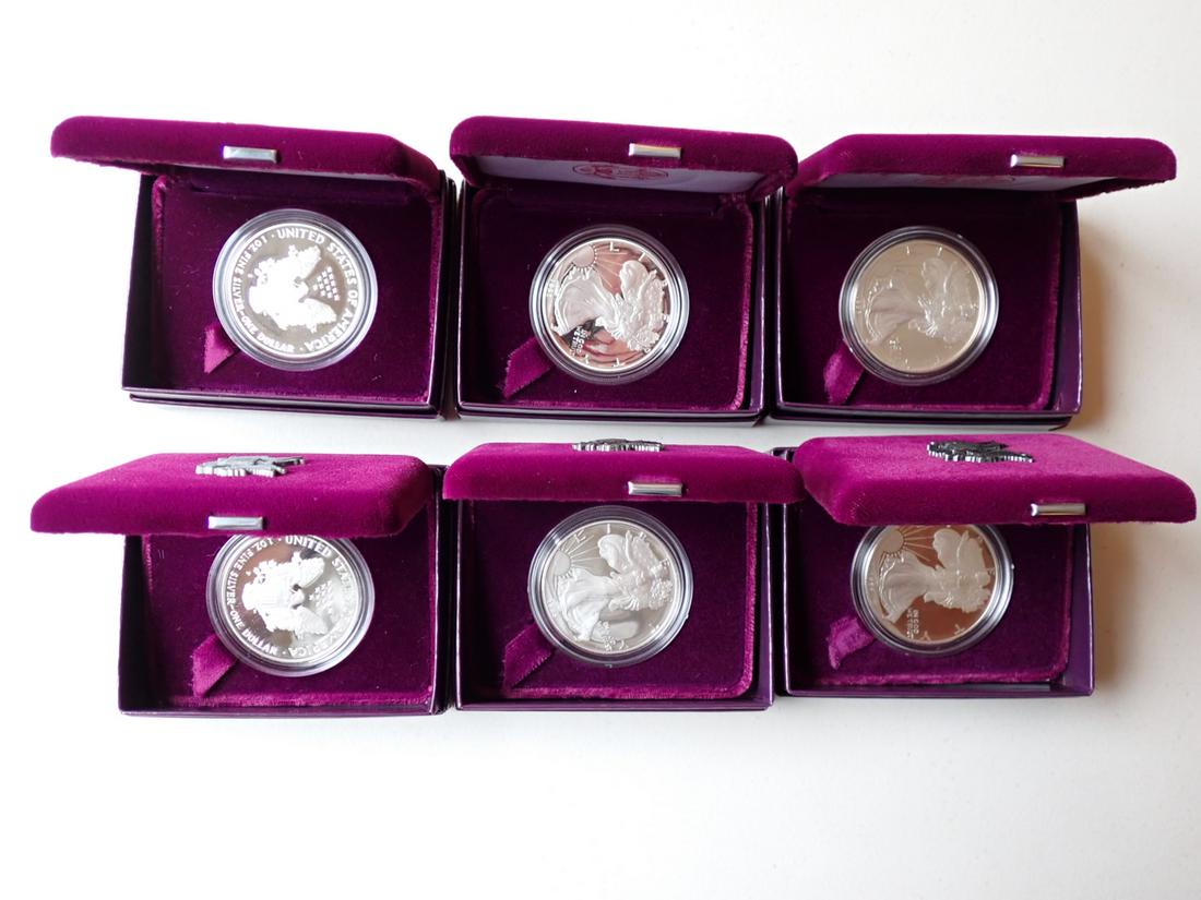 6 Silver American Eagle Proof Coins (1 of 4)