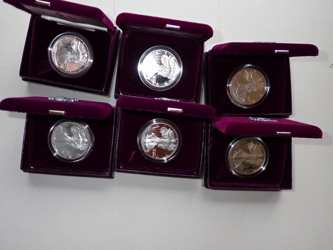 6 Silver American Eagle Proof Coins (1 of 6)