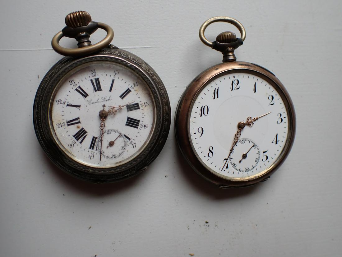 Emile Locle Silver Colored Pocket Watch 10 Rubies (1 of 19)