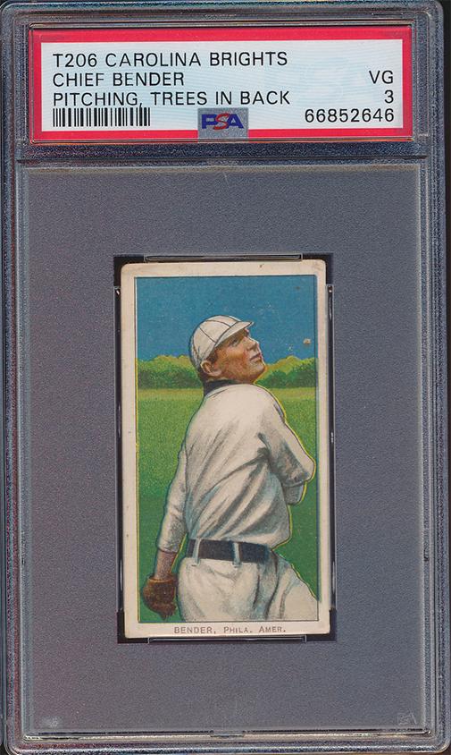 Chief Bender HOF - Pitching Trees in Back Carolina Brights T206 (1 of 2)