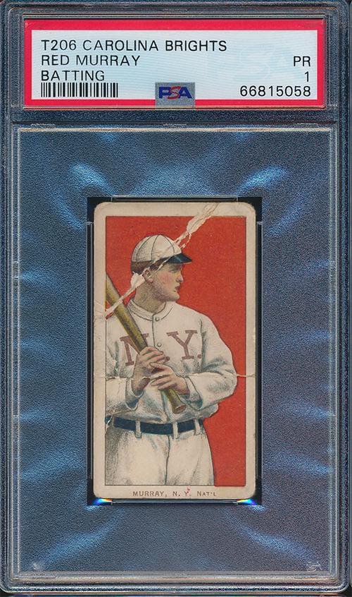 Red Murray Batting Carolina Brights T206 Baseball Card: PSA PR 1 Pop 4 - Please see photos for details and condition.