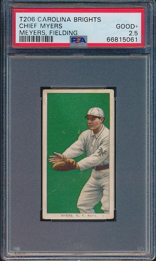 Chief Myers Meyers Fielding Carolina Brights T206 Baseball Card (1 of 2)