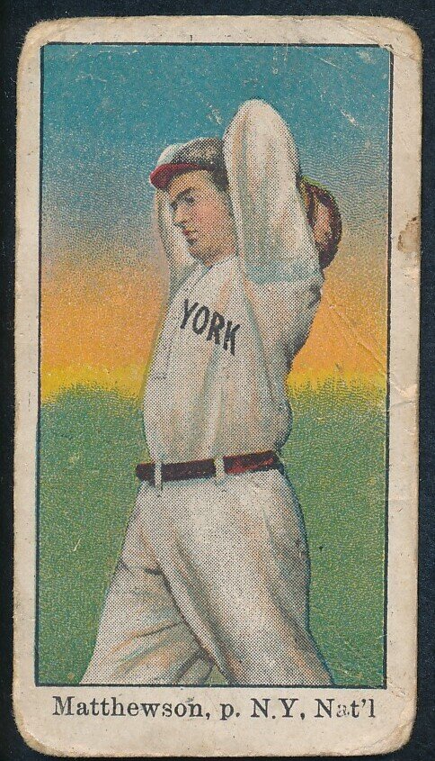 Christy Matthewson Hall of Fame E90-1 American Caramel Card: Poor/Fair - Baseball Card - Please see photos for details and condition.