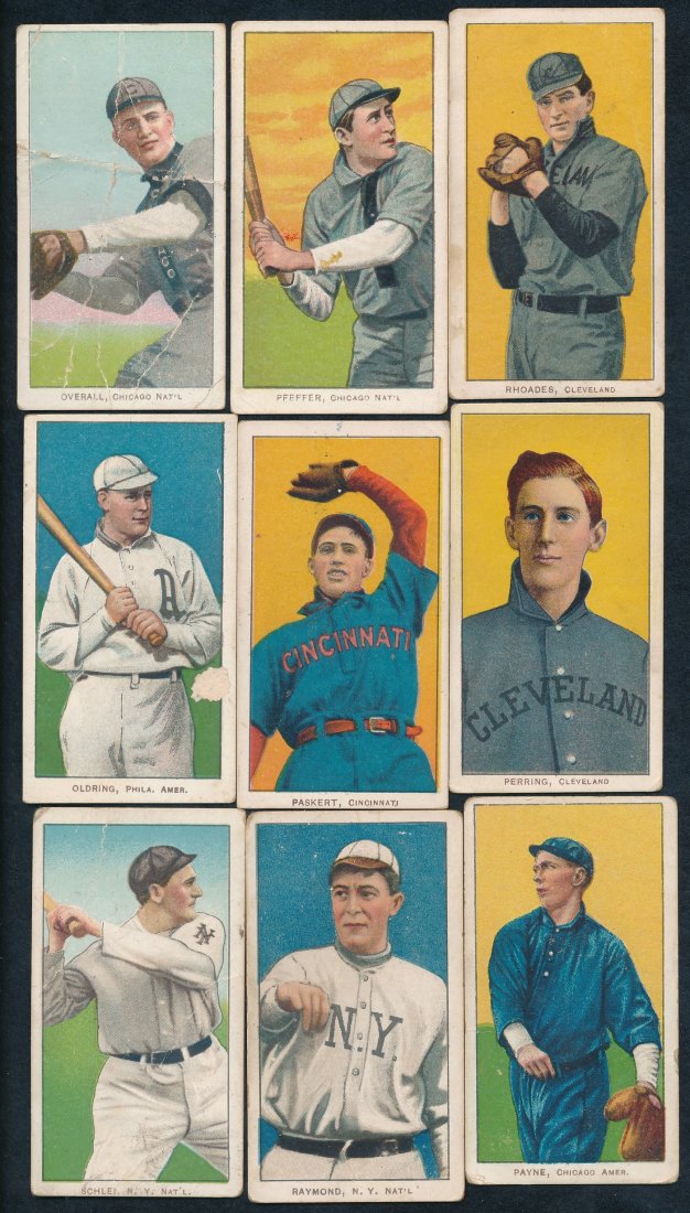(9) T206 Baseball Cards. Sweet Caporal (1 of 2)