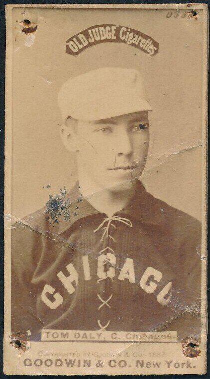 N172 Old Judge Baseball Card Tom Daly: Portrait Looking Right Pop 4 - Please see photos for details and condition.