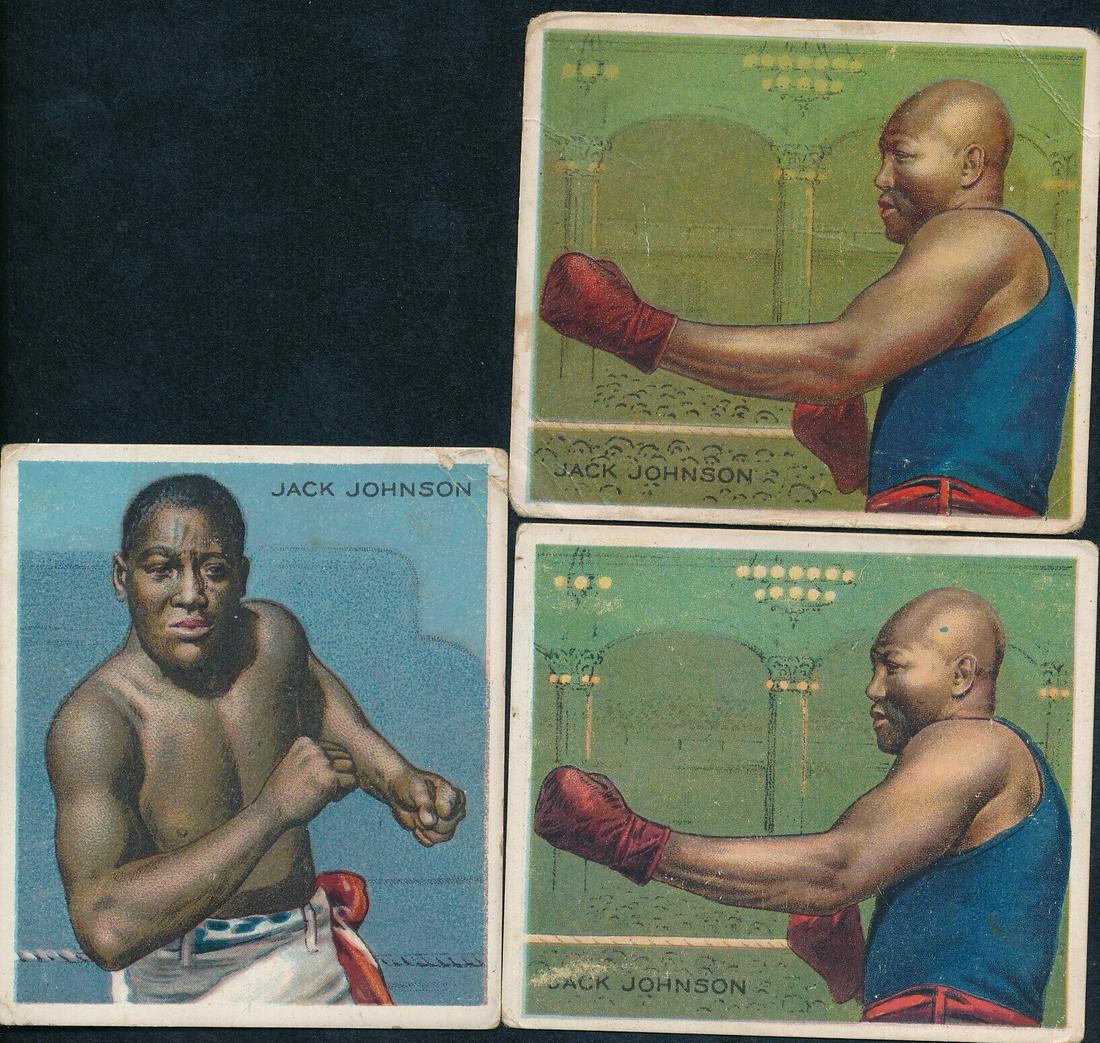 (3) T218 Jack Johnson Boxing Tobacco Cards (1 of 7)