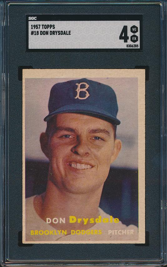 1957 Topps Baseball #18 Don Drysadale Rookie SGC 4 VG/EX (1 of 1)