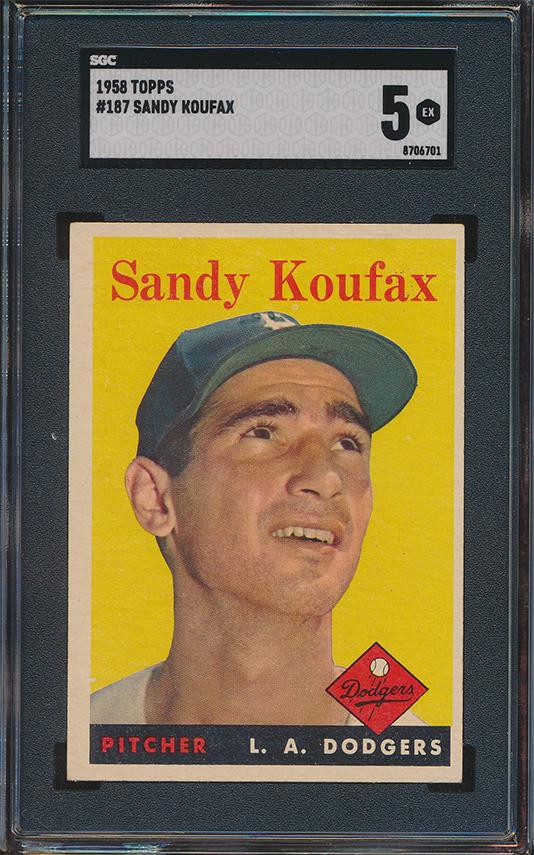 1958 Topps Baseball #187 Sandy Koufax SGC 5 Ex (1 of 1)
