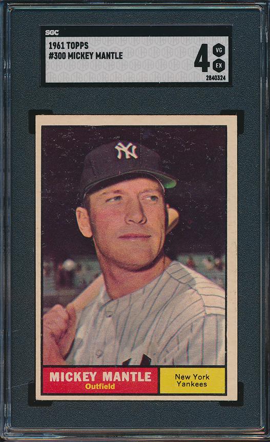 1961 Topps Baseball #300 Mickey Mantle SGC 4 VG/EX (1 of 1)