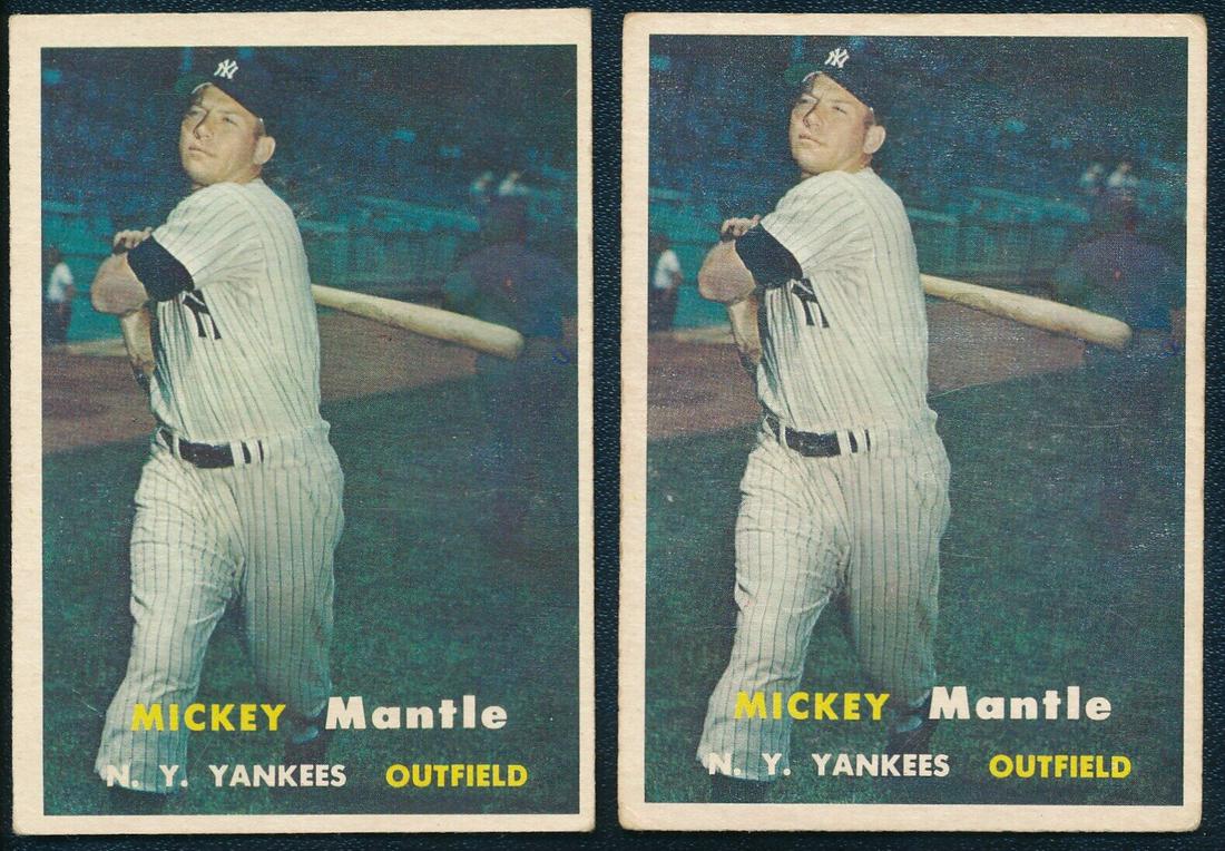 (2) 1957 Topps Mickey Mantle Cards (1 of 6)
