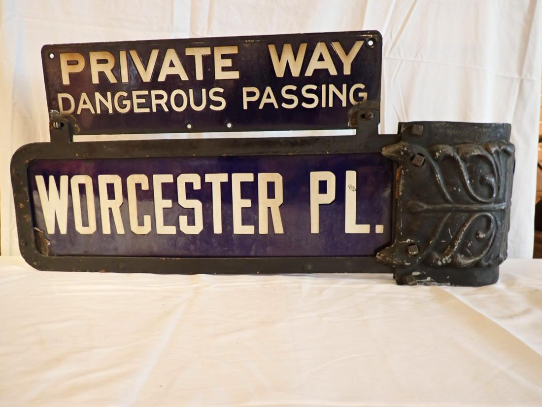 Worcester Place Blue & White Enamel Street Sign (1 of 10)