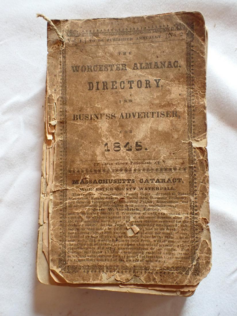 1845 Worcester Almanac Directory Business Advertising Book (1 of 4)