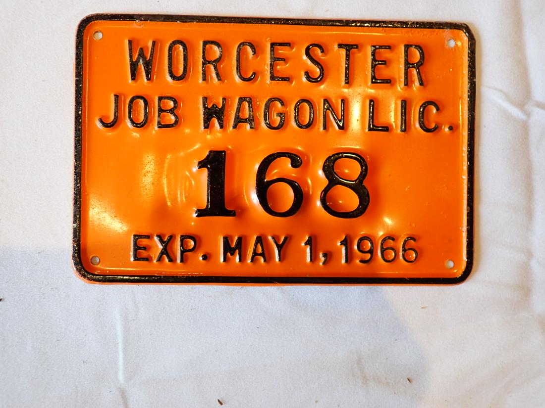 Worcester Job Wagon May 1966 License Plate (1 of 3)