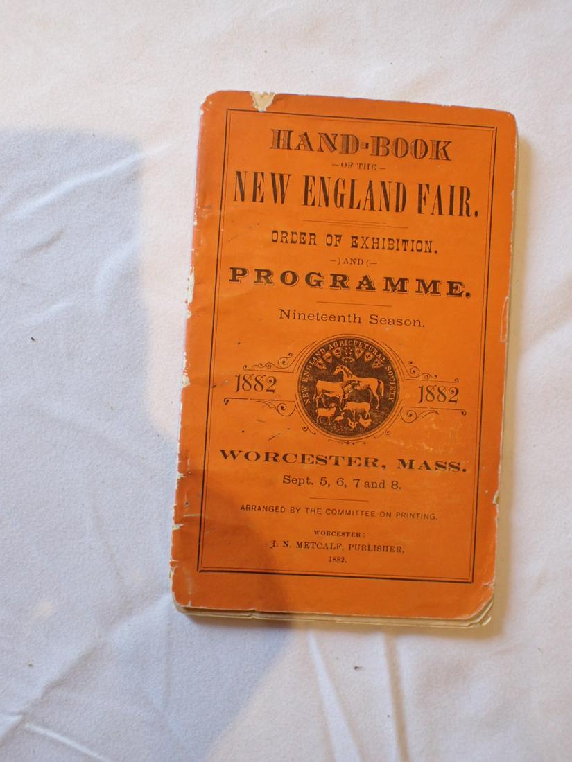 New England Fair Handbook Programs 1882 Worcester (1 of 5)