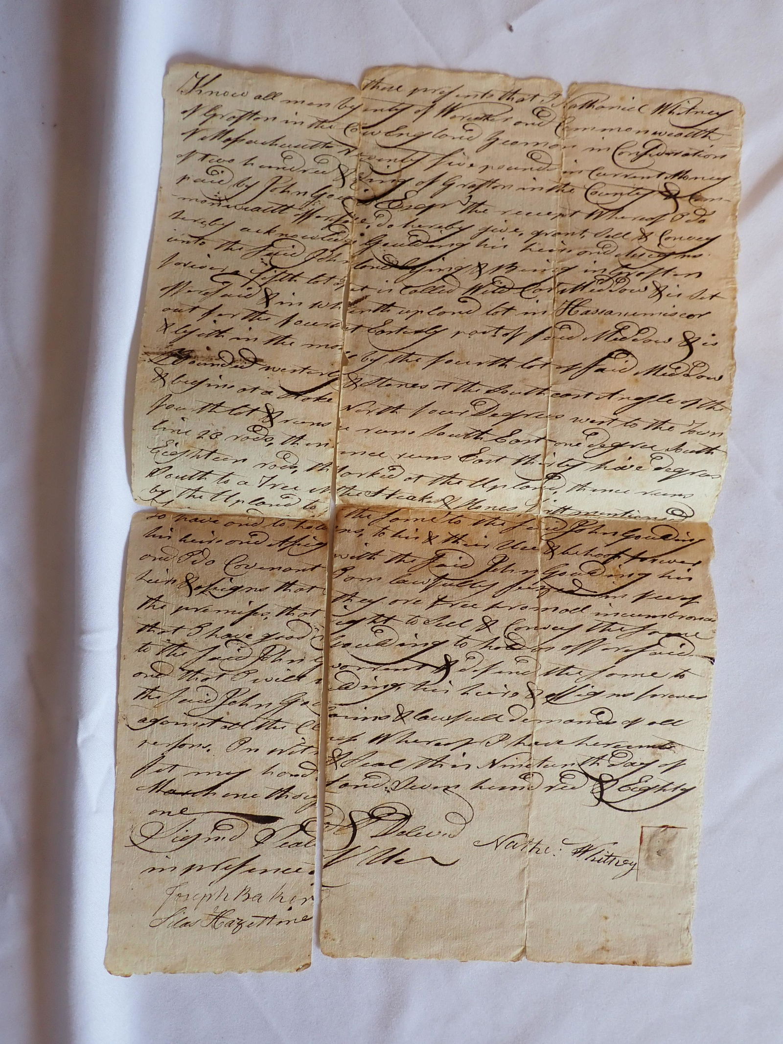 1781 Grafton Signed Document Hassanamisco (1 of 4)
